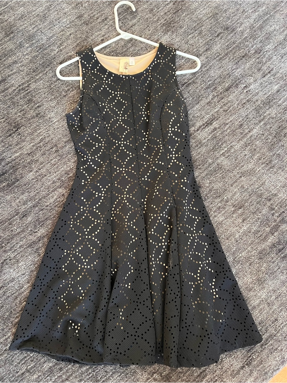 Francesca’s Sleeveless Black Eyelet Fit & Flare Dress